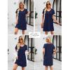imageEkouaer Cotton Nightgowns for Women Short Sleeve Womens Nightgown V Neck Sleep Shirts for Women Soft Sleepwear SXXXLNavy Blue