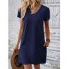 imageEkouaer Cotton Nightgowns for Women Short Sleeve Womens Nightgown V Neck Sleep Shirts for Women Soft Sleepwear SXXXLNavy Blue