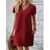 imageEkouaer Cotton Nightgowns for Women Short Sleeve Womens Nightgown V Neck Sleep Shirts for Women Soft Sleepwear SXXXLWine Red