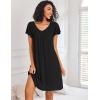 imageEkouaer Nightgowns for Women Short Sleeve Sleep Shirts Pleated Night Dress V Neck Night Shirts Soft House DressBlack