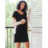 imageEkouaer Nightgowns for Women Short Sleeve Sleep Shirts Pleated Night Dress V Neck Night Shirts Soft House DressBlack