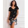 imageEkouaer Nightgowns for Women Short Sleeve Sleep Shirts Pleated Night Dress V Neck Night Shirts Soft House DressBlack Butterfly