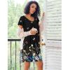 imageEkouaer Nightgowns for Women Short Sleeve Sleep Shirts Pleated Night Dress V Neck Night Shirts Soft House DressBlack Butterfly