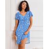 imageEkouaer Nightgowns for Women Short Sleeve Sleep Shirts Pleated Night Dress V Neck Night Shirts Soft House DressBlue Star