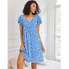 imageEkouaer Nightgowns for Women Short Sleeve Sleep Shirts Pleated Night Dress V Neck Night Shirts Soft House DressBlue Star