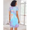 imageEkouaer Nightgowns for Women Short Sleeve Sleep Shirts Pleated Night Dress V Neck Night Shirts Soft House DressBlue Tie Dye