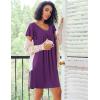 imageEkouaer Nightgowns for Women Short Sleeve Sleep Shirts Pleated Night Dress V Neck Night Shirts Soft House DressDeep Purple