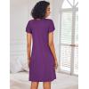 imageEkouaer Nightgowns for Women Short Sleeve Sleep Shirts Pleated Night Dress V Neck Night Shirts Soft House DressDeep Purple
