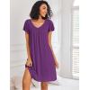 imageEkouaer Nightgowns for Women Short Sleeve Sleep Shirts Pleated Night Dress V Neck Night Shirts Soft House DressDeep Purple