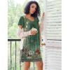 imageEkouaer Nightgowns for Women Short Sleeve Sleep Shirts Pleated Night Dress V Neck Night Shirts Soft House DressGreen Floral