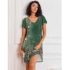 imageEkouaer Nightgowns for Women Short Sleeve Sleep Shirts Pleated Night Dress V Neck Night Shirts Soft House DressGreen Floral