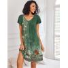 imageEkouaer Nightgowns for Women Short Sleeve Sleep Shirts Pleated Night Dress V Neck Night Shirts Soft House DressGreen Floral
