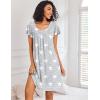 imageEkouaer Nightgowns for Women Short Sleeve Sleep Shirts Pleated Night Dress V Neck Night Shirts Soft House DressGrey Star