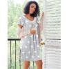 imageEkouaer Nightgowns for Women Short Sleeve Sleep Shirts Pleated Night Dress V Neck Night Shirts Soft House DressGrey Star