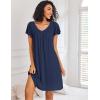 imageEkouaer Nightgowns for Women Short Sleeve Sleep Shirts Pleated Night Dress V Neck Night Shirts Soft House DressNavy Blue