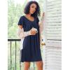 imageEkouaer Nightgowns for Women Short Sleeve Sleep Shirts Pleated Night Dress V Neck Night Shirts Soft House DressNavy Blue