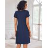 imageEkouaer Nightgowns for Women Short Sleeve Sleep Shirts Pleated Night Dress V Neck Night Shirts Soft House DressNavy Blue