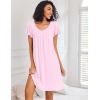 imageEkouaer Nightgowns for Women Short Sleeve Sleep Shirts Pleated Night Dress V Neck Night Shirts Soft House DressPink