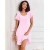 imageEkouaer Nightgowns for Women Short Sleeve Sleep Shirts Pleated Night Dress V Neck Night Shirts Soft House DressPink
