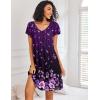 imageEkouaer Nightgowns for Women Short Sleeve Sleep Shirts Pleated Night Dress V Neck Night Shirts Soft House DressPurple Floral