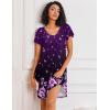imageEkouaer Nightgowns for Women Short Sleeve Sleep Shirts Pleated Night Dress V Neck Night Shirts Soft House DressPurple Floral