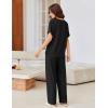 imageEkouaer Pajamas for Women Set 2 Piece Short Sleeve Tops with Long Pants V Neck Soft Pjs Casual Lounge Set with PocketsBlack