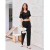 imageEkouaer Pajamas for Women Set 2 Piece Short Sleeve Tops with Long Pants V Neck Soft Pjs Casual Lounge Set with PocketsBlack