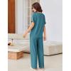 imageEkouaer Pajamas for Women Set 2 Piece Short Sleeve Tops with Long Pants V Neck Soft Pjs Casual Lounge Set with PocketsBlue Green