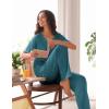imageEkouaer Pajamas for Women Set 2 Piece Short Sleeve Tops with Long Pants V Neck Soft Pjs Casual Lounge Set with PocketsBlue Green