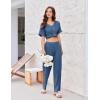 imageEkouaer Pajamas for Women Set 2 Piece Short Sleeve Tops with Long Pants V Neck Soft Pjs Casual Lounge Set with PocketsCobalt Blue