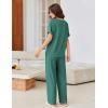 imageEkouaer Pajamas for Women Set 2 Piece Short Sleeve Tops with Long Pants V Neck Soft Pjs Casual Lounge Set with PocketsGreen