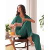 imageEkouaer Pajamas for Women Set 2 Piece Short Sleeve Tops with Long Pants V Neck Soft Pjs Casual Lounge Set with PocketsGreen