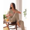 imageEkouaer Pajamas for Women Set 2 Piece Short Sleeve Tops with Long Pants V Neck Soft Pjs Casual Lounge Set with PocketsKhaki