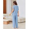 imageEkouaer Pajamas for Women Set 2 Piece Short Sleeve Tops with Long Pants V Neck Soft Pjs Casual Lounge Set with PocketsLight Blue