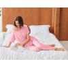 imageEkouaer Pajamas for Women Set 2 Piece Short Sleeve Tops with Long Pants V Neck Soft Pjs Casual Lounge Set with PocketsPink