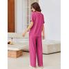 imageEkouaer Pajamas for Women Set 2 Piece Short Sleeve Tops with Long Pants V Neck Soft Pjs Casual Lounge Set with PocketsRose Red