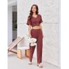 imageEkouaer Pajamas for Women Set 2 Piece Short Sleeve Tops with Long Pants V Neck Soft Pjs Casual Lounge Set with PocketsWine Red