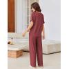 imageEkouaer Pajamas for Women Set 2 Piece Short Sleeve Tops with Long Pants V Neck Soft Pjs Casual Lounge Set with PocketsWine Red