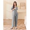 imageEkouaer Womens Cotton Pajamas Set Short Sleeve Button Down Pjs 2 Piece Soft Sleepwear with Long Pants Lounge SetLight Grey