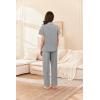 imageEkouaer Womens Cotton Pajamas Set Short Sleeve Button Down Pjs 2 Piece Soft Sleepwear with Long Pants Lounge SetLight Grey