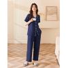 imageEkouaer Womens Cotton Pajamas Set Short Sleeve Button Down Pjs 2 Piece Soft Sleepwear with Long Pants Lounge SetNavy Blue