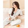 imageEkouaer Womens Cotton Pajamas Set Short Sleeve Button Down Pjs 2 Piece Soft Sleepwear with Long Pants Lounge SetWhite