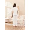 imageEkouaer Womens Cotton Pajamas Set Short Sleeve Button Down Pjs 2 Piece Soft Sleepwear with Long Pants Lounge SetWhite