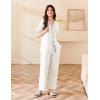 imageEkouaer Womens Cotton Pajamas Set Short Sleeve Button Down Pjs 2 Piece Soft Sleepwear with Long Pants Lounge SetWhite