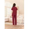 imageEkouaer Womens Cotton Pajamas Set Short Sleeve Button Down Pjs 2 Piece Soft Sleepwear with Long Pants Lounge SetWine Red