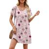 imageEkouaer Cotton Nightgowns for Women Short Sleeve Womens Nightgown V Neck Sleep Shirts for Women Soft Sleepwear SXXXLPink Sheep