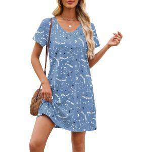 imageEkouaer Cotton Nightgowns for Women Short Sleeve Womens Nightgown V Neck Sleep Shirts for Women Soft Sleepwear SXXXLGood Night