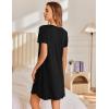 imageEkouaer Nightgowns for Women Pleated Sleep Shirts Short Sleeve Night Shirts Lace Trim Night Gown Ladies Sleep DressBlack