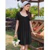 imageEkouaer Nightgowns for Women Pleated Sleep Shirts Short Sleeve Night Shirts Lace Trim Night Gown Ladies Sleep DressBlack