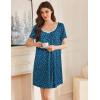 imageEkouaer Nightgowns for Women Pleated Sleep Shirts Short Sleeve Night Shirts Lace Trim Night Gown Ladies Sleep DressDog Footprints
